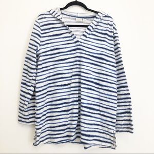Zenergy by Chico’s Striped Hooded Shirt Size 2